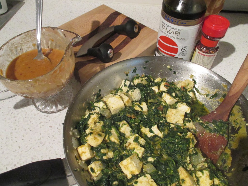 Spinach Tofu Curry with Peanut Sauce